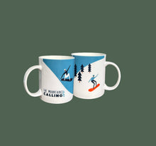 Load image into Gallery viewer, The Mountains are Calling Snowboarding 425ml Mug