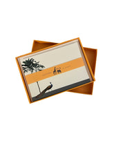 Load image into Gallery viewer, Darwin's Menagerie "Strutting Peacock Prowling Leopard" Notecard Set with Laid Envelopes