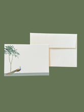 Load image into Gallery viewer, Darwin's Menagerie "Strutting Peacock" Notecard Set with Laid Envelopes