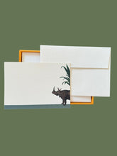Load image into Gallery viewer, Darwin's Menagerie "Reluctant Rhino" Notecard Set with Laid Envelopes