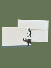 Load image into Gallery viewer, Darwin's Menagerie "Reluctant Rhino" Notecard Set with Laid Envelopes