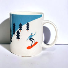 Load image into Gallery viewer, The Mountains are Calling Snowboarding 425ml Mug
