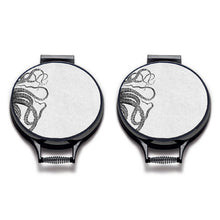 Load image into Gallery viewer, Set of two. black kraken squid octocpus tenticles print on a beige linen circular aga cover with black hemming. Pictured on metal aga lid on an isolated background. Mustard and Gray