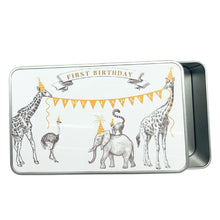 Load image into Gallery viewer, Wholesale Animal Parade First Birthday Time Capsule - Mustard and Gray Trade Homeware and Gifts - Made in Britain