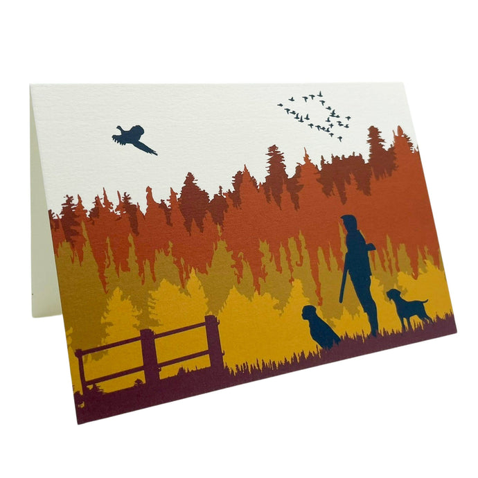 Wholesale Autumn Shoot Greetings Card - Mustard and Gray Trade Homeware and Gifts - Made in Britain
