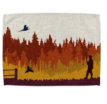 Load image into Gallery viewer, Wholesale Autumn Shoot Tea Towel - Mustard and Gray Trade Homeware and Gifts - Made in Britain