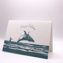 Load image into Gallery viewer, Wholesale Breaching Whale Birthday Card - Mustard and Gray Trade Homeware and Gifts - Made in Britain

