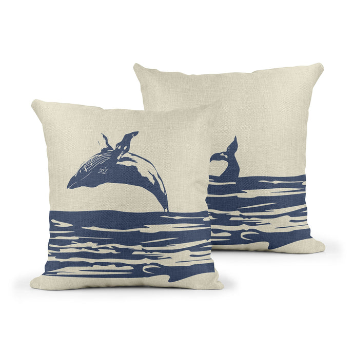 Wholesale Breaching Whale Cushion - Mustard and Gray Trade Homeware and Gifts - Made in Britain