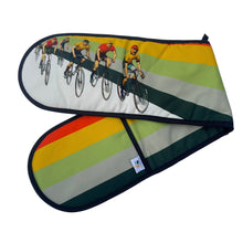 Load image into Gallery viewer, Wholesale Cameron Vintage Cycling Double Oven Glove - Mustard and Gray Trade Homeware and Gifts - Made in Britain
