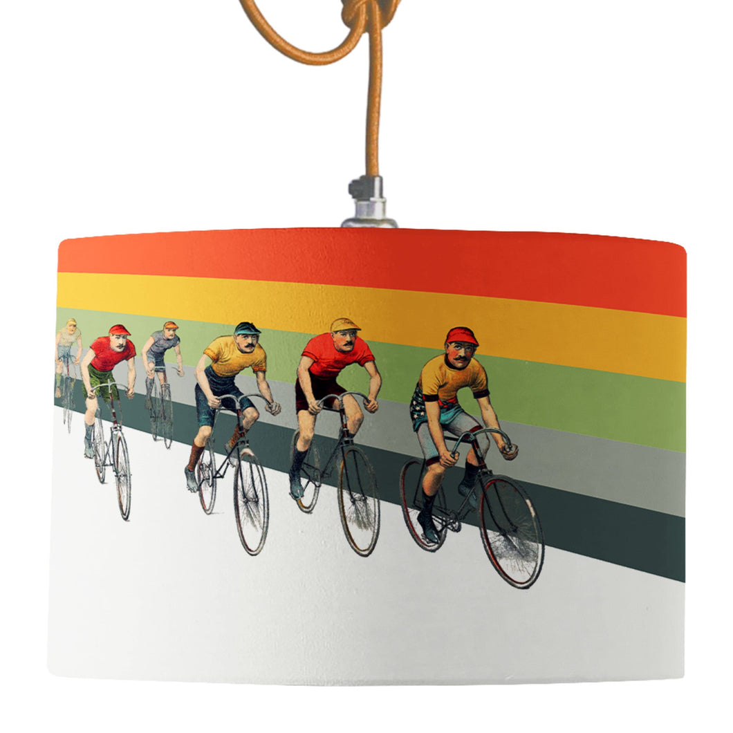 Wholesale Cameron Vintage Cycling Lamp Shade - Mustard and Gray Trade Homeware and Gifts - Made in Britain