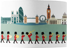 Load image into Gallery viewer, Wholesale Changing of the Guard London Skyline Lamp Shade - Mustard and Gray Trade Homeware and Gifts - Made in Britain