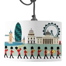 Load image into Gallery viewer, Wholesale Changing of the Guard London Skyline Lamp Shade - Mustard and Gray Trade Homeware and Gifts - Made in Britain
