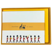 Load image into Gallery viewer, Wholesale Changing of the Guard Notecard Set with Yellow Envelopes - Mustard and Gray Trade Homeware and Gifts - Made in Britain
