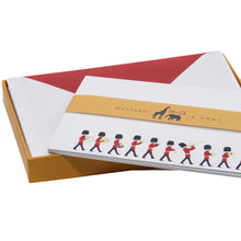 Load image into Gallery viewer, Wholesale Changing of the Guard Notecard Set with Lined Envelopes - Mustard and Gray Trade Homeware and Gifts - Made in Britain