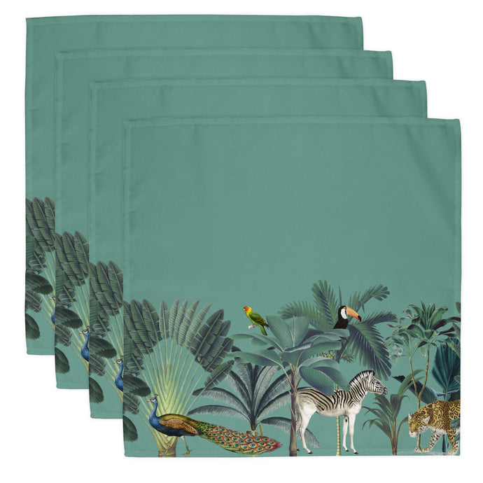 Wholesale Darwin's Menagerie Green Napkins (Set of Four) - Mustard and Gray Trade Homeware and Gifts - Made in Britain