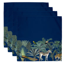Load image into Gallery viewer, Wholesale Darwin&#39;s Menagerie Navy Napkins (Set of Four) - Mustard and Gray Trade Homeware and Gifts - Made in Britain

