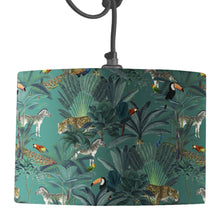 Load image into Gallery viewer, Wholesale Darwin's Menagerie Pattern Green Lamp Shade - Mustard and Gray Trade Homeware and Gifts - Made in Britain