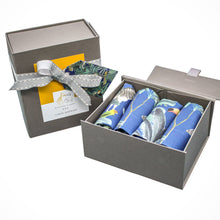 Load image into Gallery viewer, Wholesale Darwin's Menagerie Pattern Navy Napkins (Set of Four) - Mustard and Gray Trade Homeware and Gifts - Made in Britain