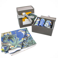 Load image into Gallery viewer, Wholesale Darwin's Menagerie Pattern Navy Napkins (Set of Four) - Mustard and Gray Trade Homeware and Gifts - Made in Britain