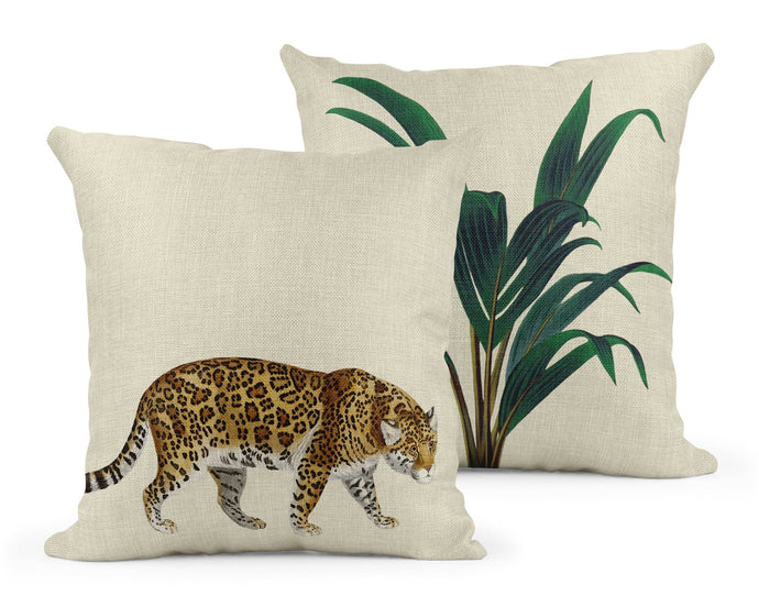 Wholesale Darwin's Menagerie Prowling Leopard Cushion - Mustard and Gray Trade Homeware and Gifts - Made in Britain