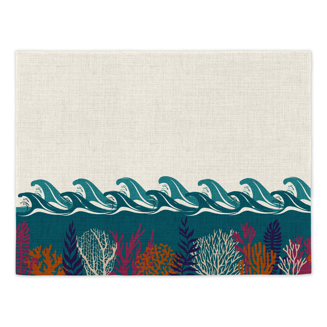 Wholesale Deep Blue Sea Day Placemats (Set of Four) - Mustard and Gray Trade Homeware and Gifts - Made in Britain