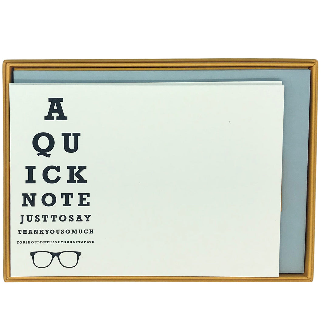 Wholesale Eye Test Thank You Notecard Set - Mustard and Gray Trade Homeware and Gifts - Made in Britain
