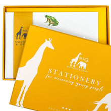 Load image into Gallery viewer, Wholesale Frog Notecard Set - Mustard and Gray Trade Homeware and Gifts - Made in Britain
