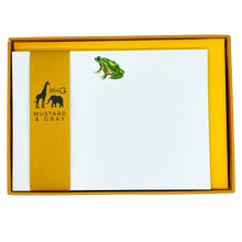 Load image into Gallery viewer, Wholesale Frog Notecard Set - Mustard and Gray Trade Homeware and Gifts - Made in Britain