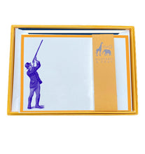 Load image into Gallery viewer, Wholesale Game Shoot Notecard Set with Lined Envelopes - Mustard and Gray Trade Homeware and Gifts - Made in Britain
