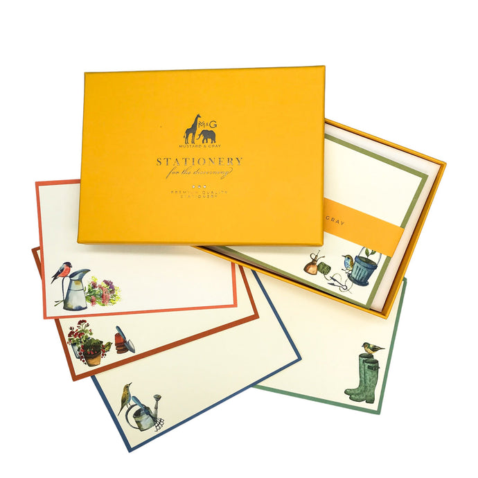 Wholesale Gardener's Friends Notecard Set - Mustard and Gray Trade Homeware and Gifts - Made in Britain