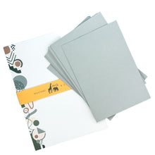 Load image into Gallery viewer, Wholesale Geometric Breeze Writing Paper Compendium - Mustard and Gray Trade Homeware and Gifts - Made in Britain