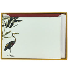 Load image into Gallery viewer, Wholesale Heron Notecard Set with Lined Envelopes - Mustard and Gray Trade Homeware and Gifts - Made in Britain
