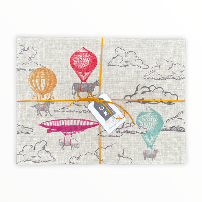 Wholesale High Life Placemats (Set of Four) - Mustard and Gray Trade Homeware and Gifts - Made in Britain