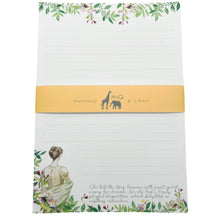 Load image into Gallery viewer, Wholesale Jane Austen Quote Lined Writing Paper Compendium - Mustard and Gray Trade Homeware and Gifts - Made in Britain