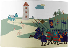 Load image into Gallery viewer, Wholesale Knights at Dragon Castle Lamp Shade - Mustard and Gray Trade Homeware and Gifts - Made in Britain