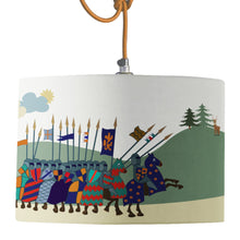 Load image into Gallery viewer, Wholesale Knights at Dragon Castle Lamp Shade - Mustard and Gray Trade Homeware and Gifts - Made in Britain