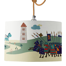 Load image into Gallery viewer, Wholesale Knights at Dragon Castle Lamp Shade - Mustard and Gray Trade Homeware and Gifts - Made in Britain