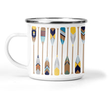 Load image into Gallery viewer, Wholesale Oars Enamel Metal Tin Cup - Mustard and Gray Trade Homeware and Gifts - Made in Britain
