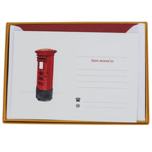 Load image into Gallery viewer, Wholesale Pillarbox Change of Address Card Set with Lined Envelopes - Mustard and Gray Trade Homeware and Gifts - Made in Britain
