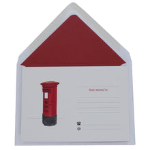 Load image into Gallery viewer, Wholesale Pillarbox Change of Address Card Set with Lined Envelopes - Mustard and Gray Trade Homeware and Gifts - Made in Britain
