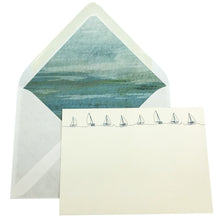 Load image into Gallery viewer, Wholesale Regatta Notecard Set with Lined Envelopes - Mustard and Gray Trade Homeware and Gifts - Made in Britain
