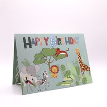 Load image into Gallery viewer, Wholesale Safari Animals Birthday Card - Mustard and Gray Trade Homeware and Gifts - Made in Britain
