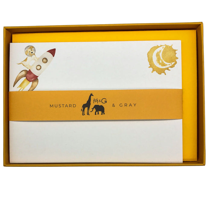 Wholesale Space Dogs Notecard Set - Mustard and Gray Trade Homeware and Gifts - Made in Britain