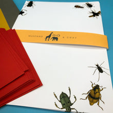 Load image into Gallery viewer, Wholesale Vintage Bugs Writing Paper Compendium - Mustard and Gray Trade Homeware and Gifts - Made in Britain