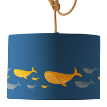Load image into Gallery viewer, Wholesale Whale Family Blue Lamp Shade - Mustard and Gray Trade Homeware and Gifts - Made in Britain
