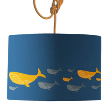 Load image into Gallery viewer, Wholesale Whale Family Blue Lamp Shade - Mustard and Gray Trade Homeware and Gifts - Made in Britain
