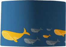 Load image into Gallery viewer, Wholesale Whale Family Blue Lamp Shade - Mustard and Gray Trade Homeware and Gifts - Made in Britain
