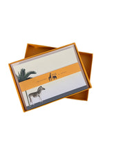 Load image into Gallery viewer, Darwin&#39;s Menagerie &quot;Placid Zebra&quot; Notecard Set with Laid Envelopes

