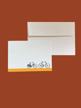 Load image into Gallery viewer, Bicycle Trail Couple Notecard Set with Laid Envelopes
