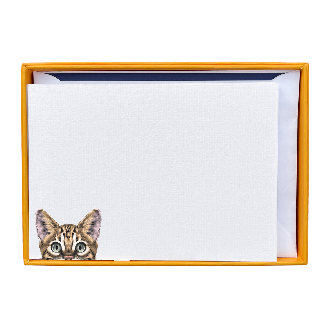Cat Peek Notecard Set with Lined Envelopes